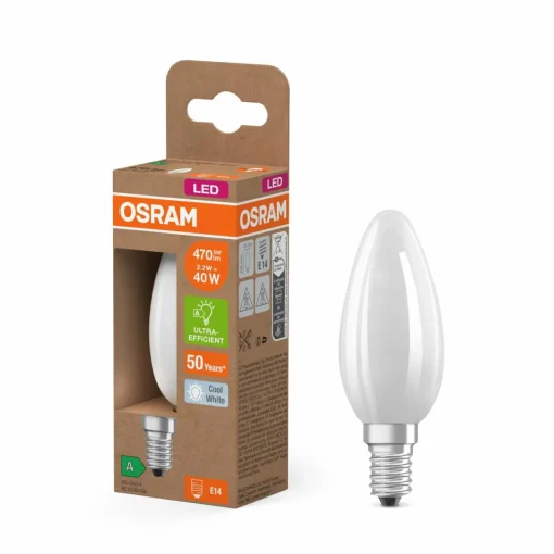 OSRAM ampoule LED bougie mat E14 2,2W 4000K 470lm| Ampoules Led|Ampoules Led