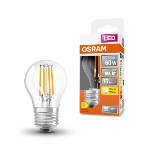 OSRAM ampoule LED E27 5,5W Classic P 2 700K claire| Ampoules Filament|Ampoules Filament
