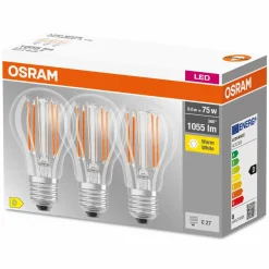OSRAM ampoule LED filament E27 Base 7,5W 2 700K x3| Ampoules Filament|Ampoules Filament