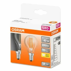 OSRAM Classic P LED E14 4 W 2 700 K claire x2| Ampoules Filament|Ampoules Filament