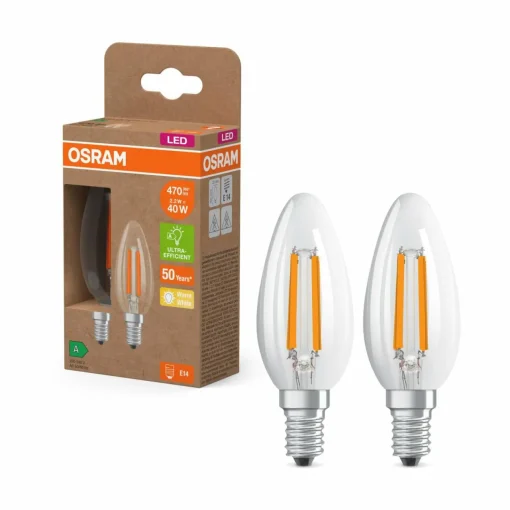 OSRAM LED Bougie filament E14 2,2W 2700K 470lm pack de 2| Ampoules Filament|Ampoules Filament
