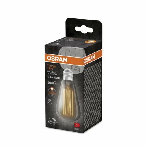 OSRAM LED Vintage 1906 Edison, gris, E27, 11 W, 818, intensité variable| Lampes Led À Intensité Variable|Ampoules Led