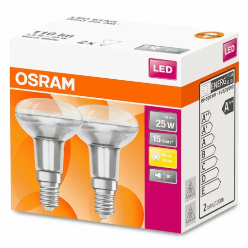 OSRAM réflecteur LED E14 R50 1,6 W 2 700 K par 2| Ampoules Led E14|Ampoules Led
