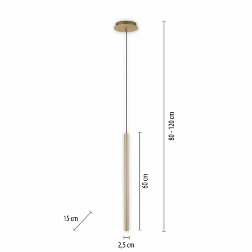 Paul Neuhaus Flute Suspension LED à 1 lampe en laiton| Suspensions Led|Suspensions