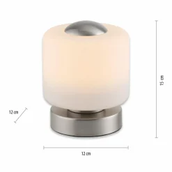 Paul Neuhaus lampe de table LED Bota, couleur acier, verre, intensité variable| Lampes À Poser Led|Lampes À Poser Et Lampes De Table