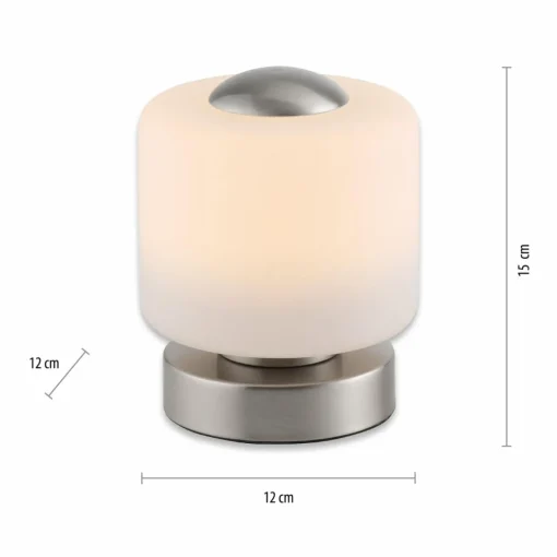 Paul Neuhaus lampe de table LED Bota, couleur acier, verre, intensité variable| Lampes À Poser Led|Lampes À Poser Et Lampes De Table