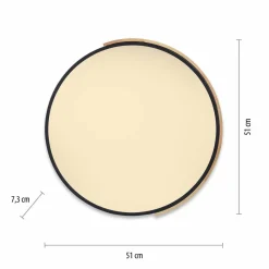 Q-Smart-Home Paul Neuhaus Q-BILA plafonnier LED, noir/chêne| Plafonniers Led|Plafonniers