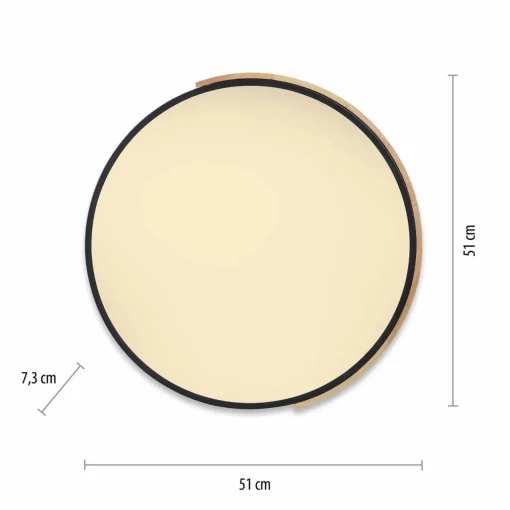 Q-Smart-Home Paul Neuhaus Q-BILA plafonnier LED, noir/chêne| Plafonniers Led|Plafonniers