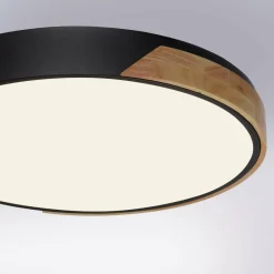 Q-Smart-Home Paul Neuhaus Q-BILA plafonnier LED, noir/chêne| Plafonniers Led|Plafonniers