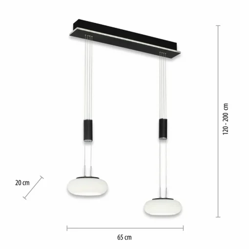 Q-Smart-Home Paul Neuhaus Q-ETIENNE suspension LED, x2, noire| Suspensions Led|Suspensions