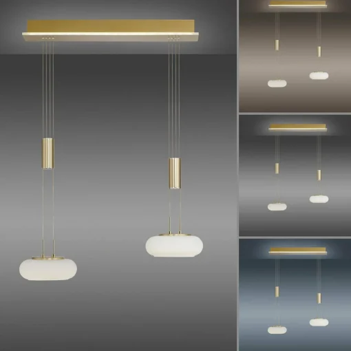Q-Smart-Home Paul Neuhaus Q-ETIENNE suspension LED, x2, laiton| Suspensions Led|Suspensions