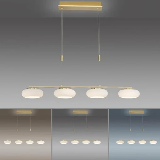 Q-Smart-Home Paul Neuhaus Q-ETIENNE suspension LED, x4, laiton| Suspensions Led|Suspensions