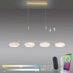 Q-Smart-Home Paul Neuhaus Q-ETIENNE suspension LED, x4, laiton| Suspensions Led|Suspensions