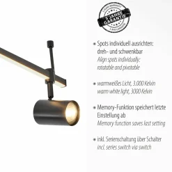 Paul Neuhaus spot pour plafond LED Barik, 188 cm, réglable| Plafonniers Led|Plafonniers