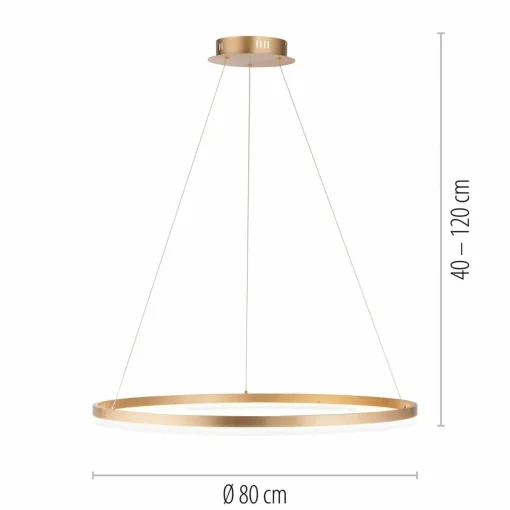Paul Neuhaus Suspension LED Titus, Ø 80 cm, laiton, intensité variable| Suspensions Led|Suspensions