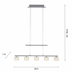 Paul Neuhaus Suspension LED Hydra, couleur acier, verre, 80cm| Suspensions Led|Suspensions