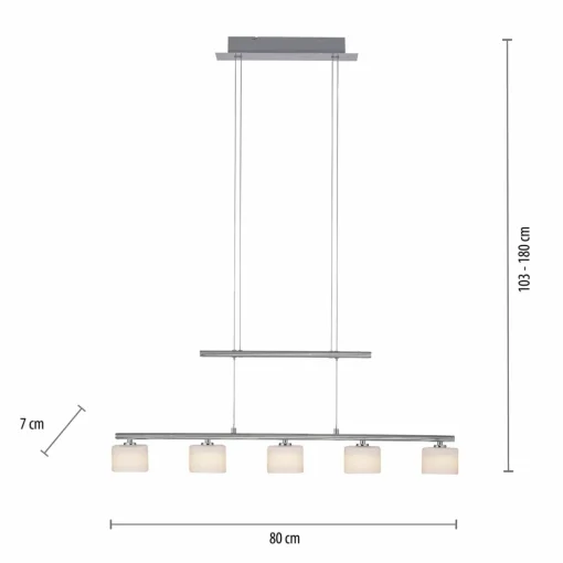Paul Neuhaus Suspension LED Hydra, couleur acier, verre, 80cm| Suspensions Led|Suspensions