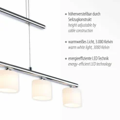 Paul Neuhaus Suspension LED Hydra, couleur acier, verre, 80cm| Suspensions Led|Suspensions