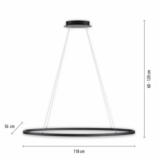 Paul Neuhaus Suspension LED Titus, 118x56cm, CCT, intensité variable| Suspensions Led|Suspensions