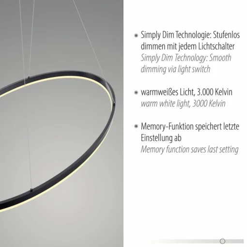 Paul Neuhaus Suspension LED Titus, 118x56cm, CCT, intensité variable| Suspensions Led|Suspensions