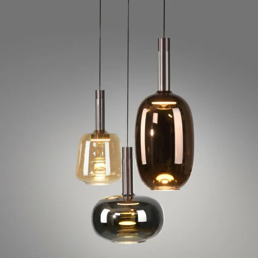 Paul Neuhaus , Suspension LED Irides, longueur 90 cm, multicolore, verre| Suspensions Led|Suspensions