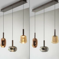 Paul Neuhaus , Suspension LED Irides, longueur 90 cm, multicolore, verre| Suspensions Led|Suspensions
