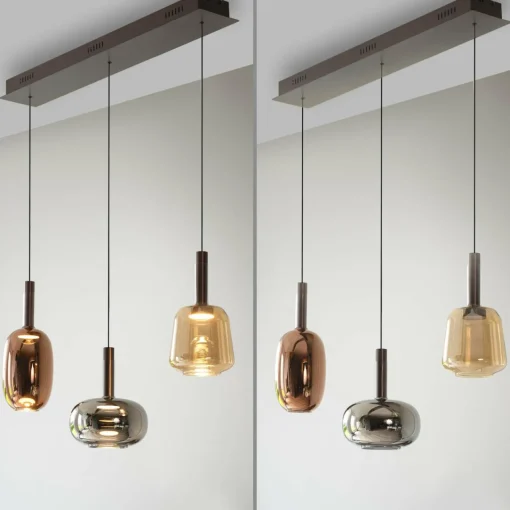 Paul Neuhaus , Suspension LED Irides, longueur 90 cm, multicolore, verre| Suspensions Led|Suspensions