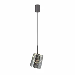 Paul Neuhaus Suspension LED Zula, gris fumé, Ø 15 cm, verre| Suspensions Led|Suspensions