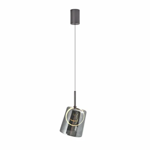 Paul Neuhaus Suspension LED Zula, gris fumé, Ø 15 cm, verre| Suspensions Led|Suspensions