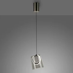 Paul Neuhaus Suspension LED Zula, gris fumé, Ø 15 cm, verre| Suspensions Led|Suspensions