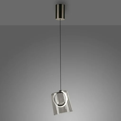 Paul Neuhaus Suspension LED Zula, gris fumé, Ø 15 cm, verre| Suspensions Led|Suspensions
