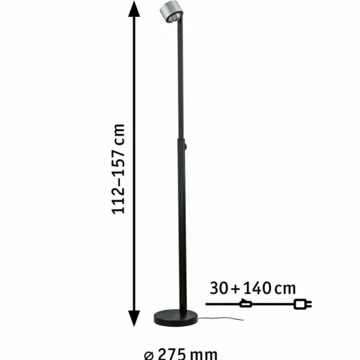 Paulmann Aldan liseuse LED, noir/alu| Lampadaires Led|Lampadaires