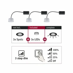 Paulmann Choose Coin LED dimmable 100° 2 700 K 3| Spots Encastrés Led|Luminaires Led D'Intérieur