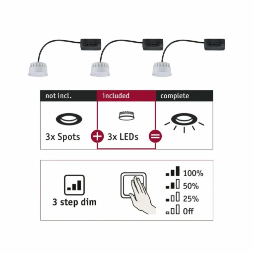 Paulmann Choose Coin LED dimmable 100° 2 700 K 3| Spots Encastrés Led|Luminaires Led D'Intérieur