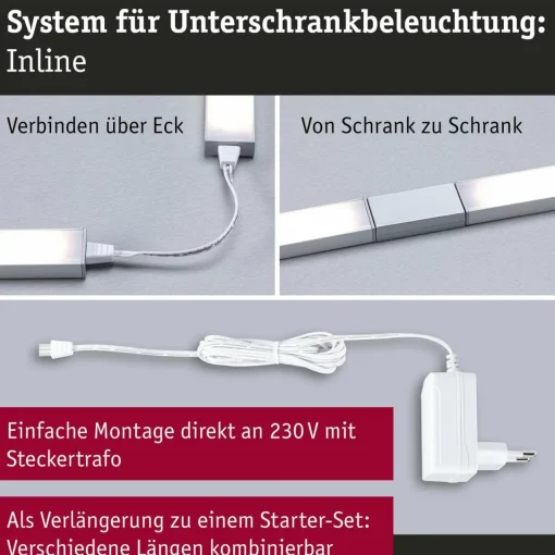 Paulmann lampe sous meuble Inline 2x extension chrome 35 cm 830| Luminaires Led D'Intérieur