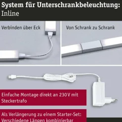 Paulmann lampe sous meuble Inline 2x extension chrome 35 cm CCT| Luminaires Led D'Intérieur