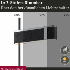 Paulmann Lampe sur pied LED Jagun, anthracite, feutre, 3-step-dim| Lampadaires Led|Lampadaires