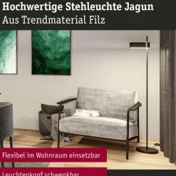 Paulmann Lampe sur pied LED Jagun, anthracite, feutre, 3-step-dim| Lampadaires Led|Lampadaires