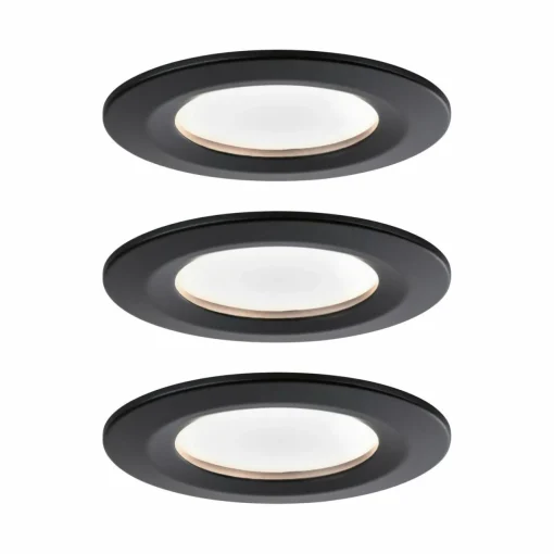 Paulmann Nova Coin 3x rond 3Stepdim fixe noir| Spots Encastrés Led|Luminaires Led D'Intérieur