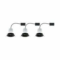 Paulmann Nova Coin 3x rond dim/inclinable noir| Spots Encastrés Led|Luminaires Led D'Intérieur