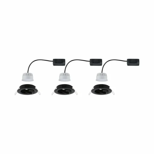 Paulmann Nova Coin 3x rond dim/inclinable noir| Spots Encastrés Led|Luminaires Led D'Intérieur