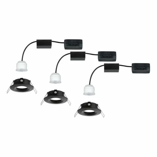 Paulmann Nova Mini spot encastré x3 fixe noir| Spots Encastrés Led|Luminaires Led D'Intérieur
