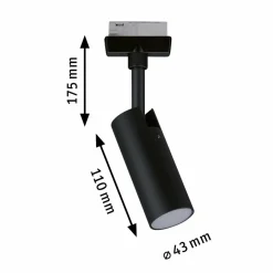 Paulmann URail Spot LED Tubo noir 4.000 K| Luminaires Led D'Intérieur
