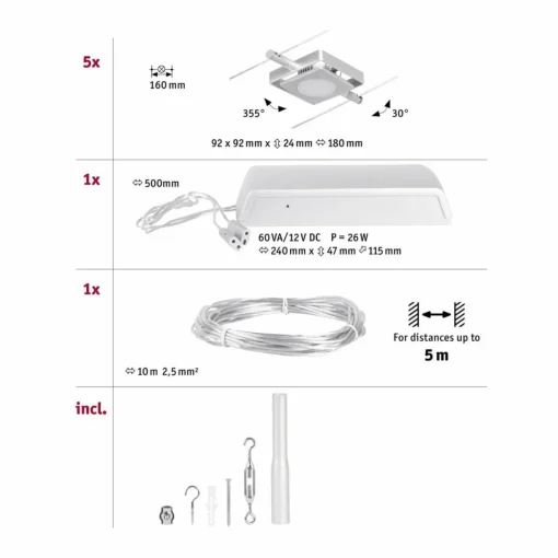 Paulmann Wire MacLED système câble LED, 5l chromé| Luminaires Led D'Intérieur