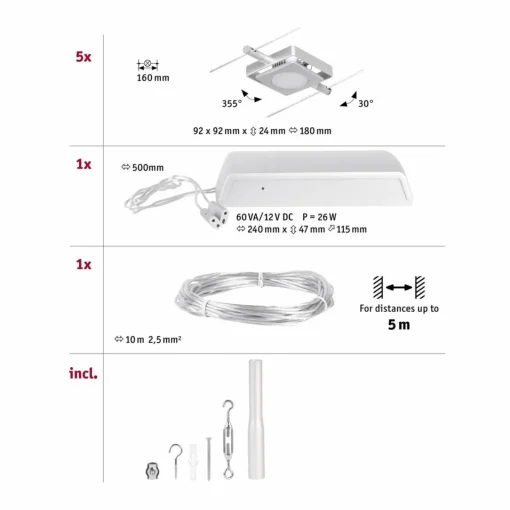 Paulmann Wire MacLED système câble LED, 5l chromé| Luminaires Led D'Intérieur