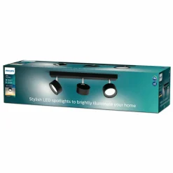 Philips Bracia spot plafond LED à 3 lampes, noir| Spots Et Projecteurs Led|Spots