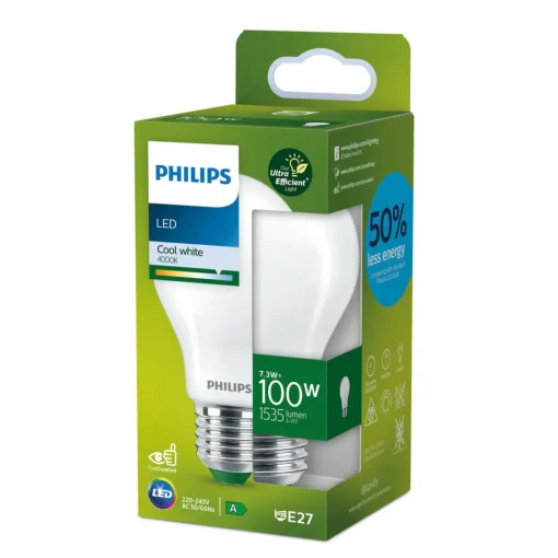 Philips E27 LED A60 7,3W 1535lm 4 000K mate| Ampoules Filament|Ampoules Filament