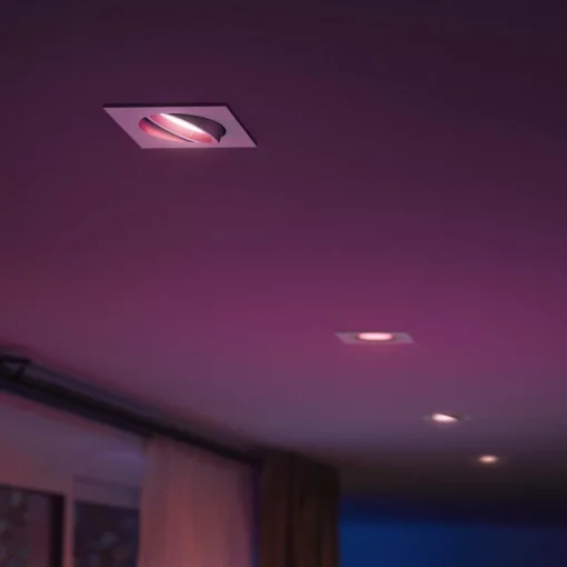 Philips Hue Spot encastré LED Centura, blanc, 9x9 cm, CCT, RVB| Spots Encastrés Led|Luminaires Led D'Intérieur