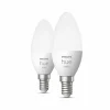 Philips Hue White 5,5W E14 2 ampoules flamme LED| Ampoules Connectées Et Intelligentes|Ampoules Connectées Et Intelligentes