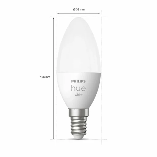 Philips Hue White 5,5W E14 2 ampoules flamme LED| Ampoules Connectées Et Intelligentes|Ampoules Connectées Et Intelligentes